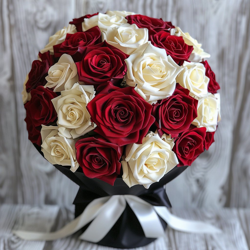 Preserved Red and White Roses Flower Bouquet - Imaginary Worlds