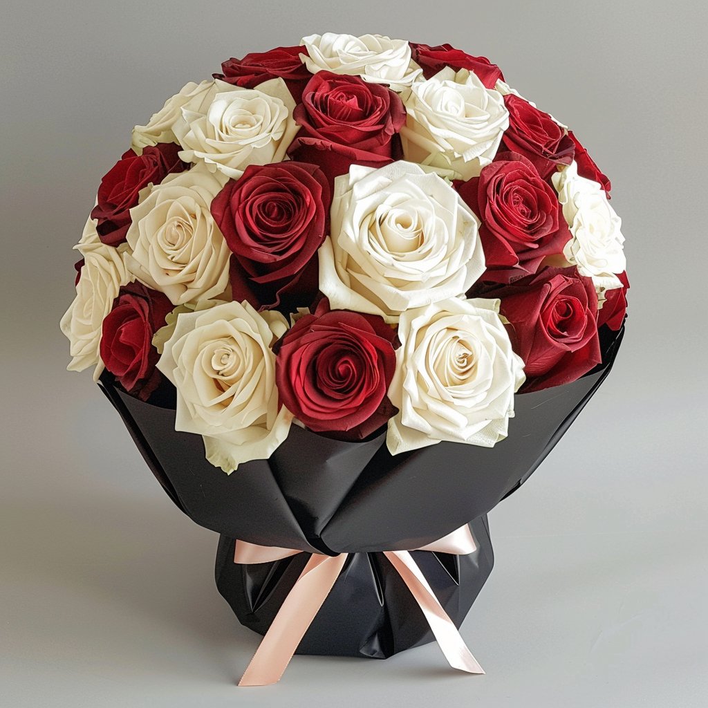 Preserved Red and White Roses Flower Bouquet - Imaginary Worlds