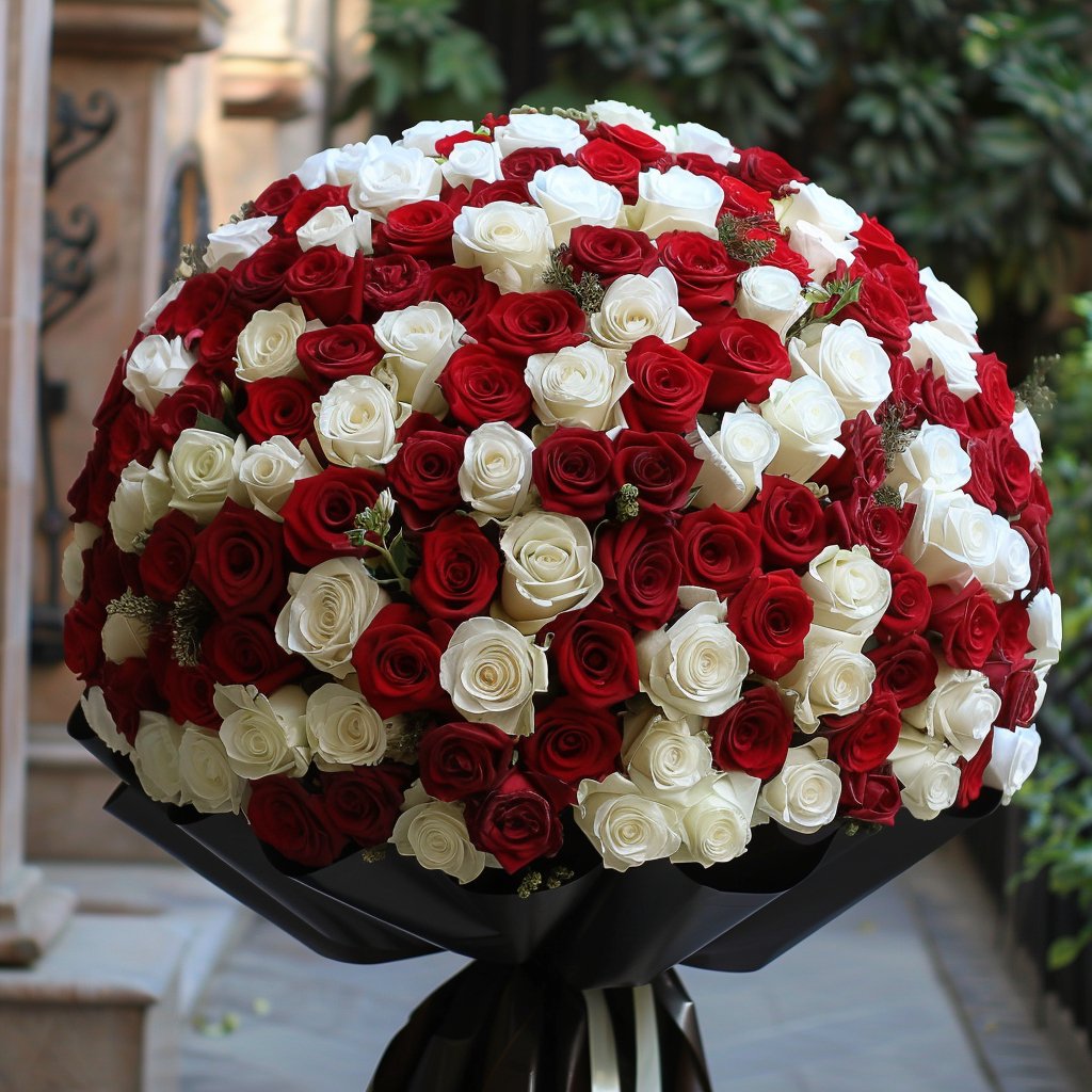 Preserved Red and White Roses Flower Bouquet - Imaginary Worlds