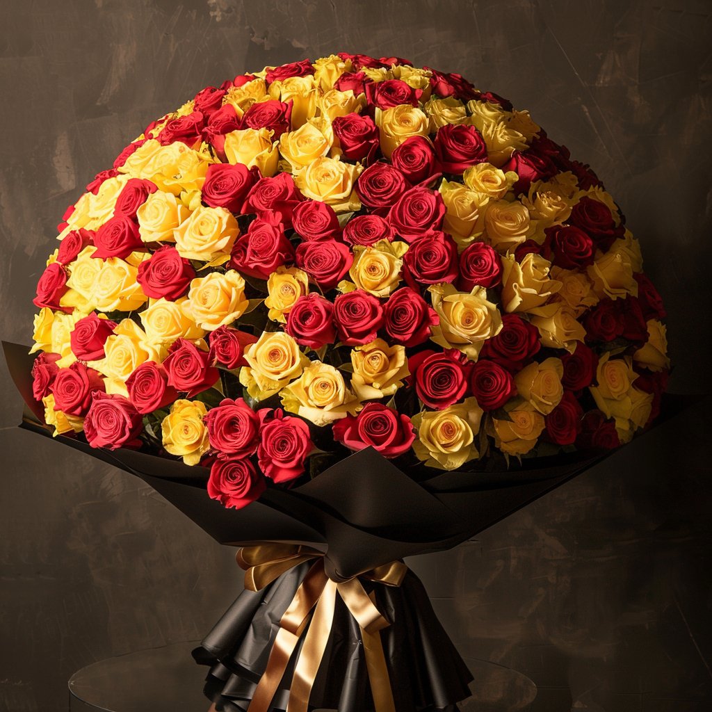 Preserved Red and Yellow Roses Flower Bouquet - Imaginary Worlds