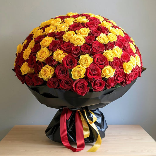 Preserved Red and Yellow Roses Flower Bouquet - Imaginary Worlds