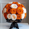 Preserved White and Orange Roses Flower Bouquet - Imaginary Worlds