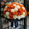 Preserved White and Orange Roses Flower Bouquet - Imaginary Worlds