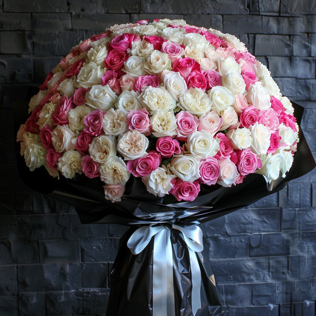 Preserved White and Pink Roses Flower Bouquet - Imaginary Worlds