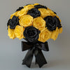 Preserved Yellow and Black Roses Flower Bouquet - Imaginary Worlds