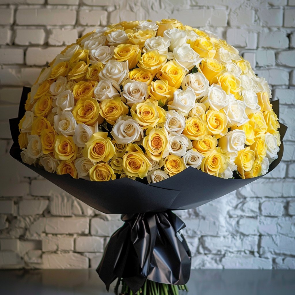 Preserved Yellow and Purple Roses Flower Bouquet - Imaginary Worlds