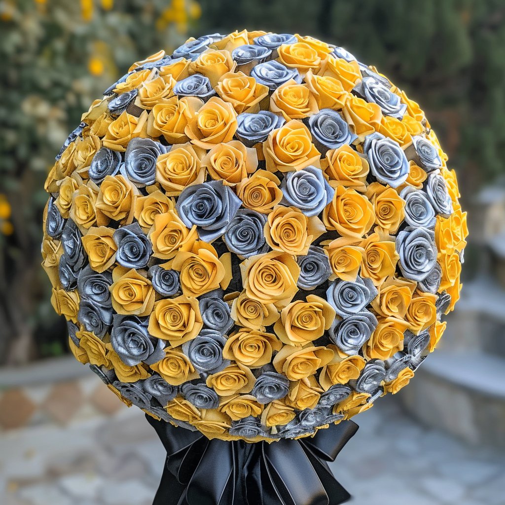 Preserved Yellow and Silver Roses Flower Bouquet - Imaginary Worlds