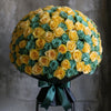 Preserved Yellow and Teal Roses Flower Bouquet - Imaginary Worlds