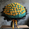 Preserved Yellow and Teal Roses Flower Bouquet - Imaginary Worlds