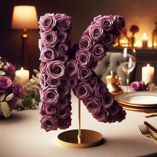 Purple Rose Eternal Letter K Lamp - Imaginary Worlds