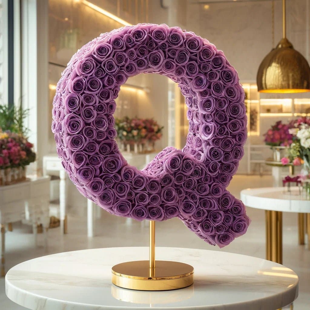 Purple Rose Letter Q Lamp - Imaginary Worlds