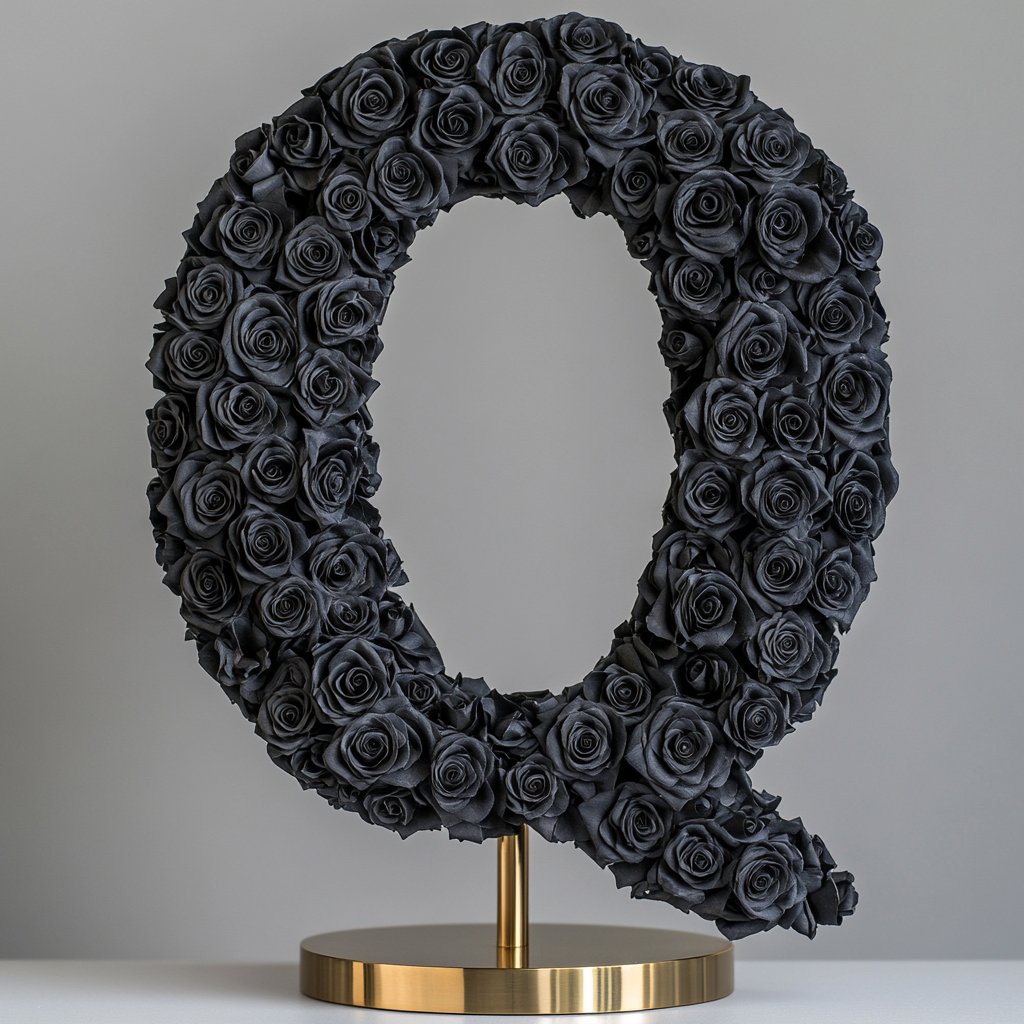 Quirinus Black Rose Letter Q Lamp - Imaginary Worlds