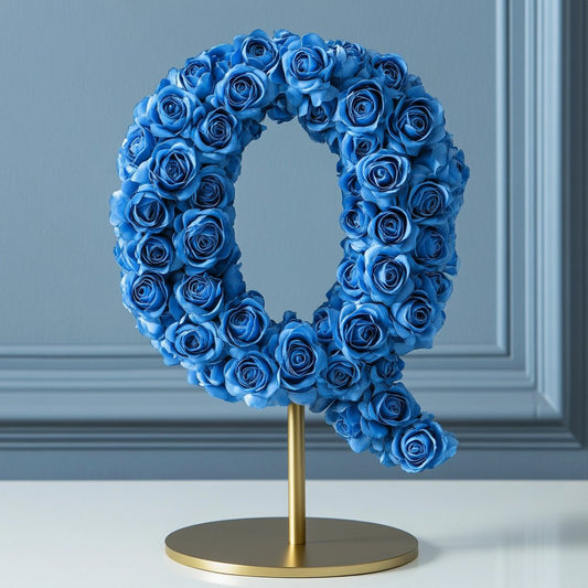 Quirinus Blue Rose Letter Q Lamp - Imaginary Worlds