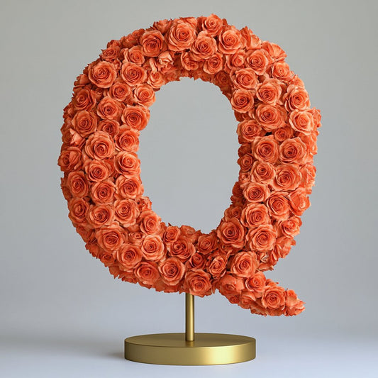 Quirinus Orange Rose Letter Q Lamp - Imaginary Worlds