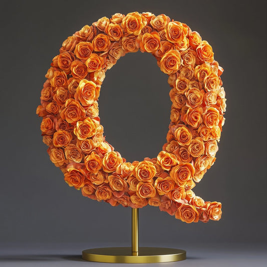 Quirinus Orange Rose Letter Q Lamp - Imaginary Worlds