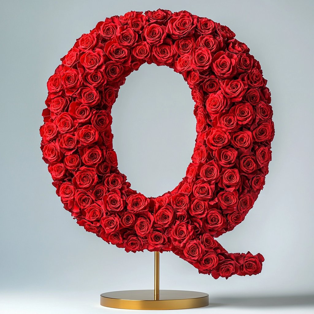 Quirinus Red Rose Letter Q Lamp - Imaginary Worlds