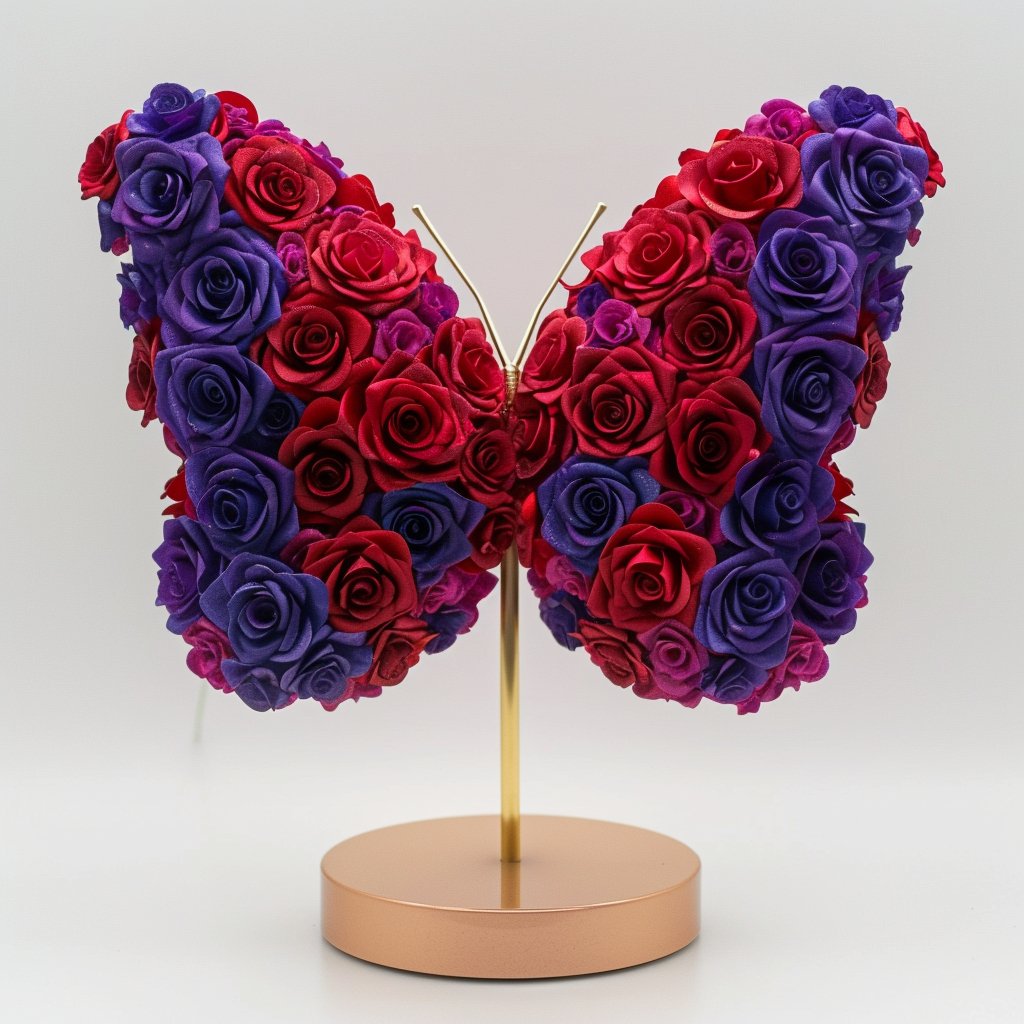 Radiant Love Red and Purple Rose Butterfly Lamp - Imaginary Worlds