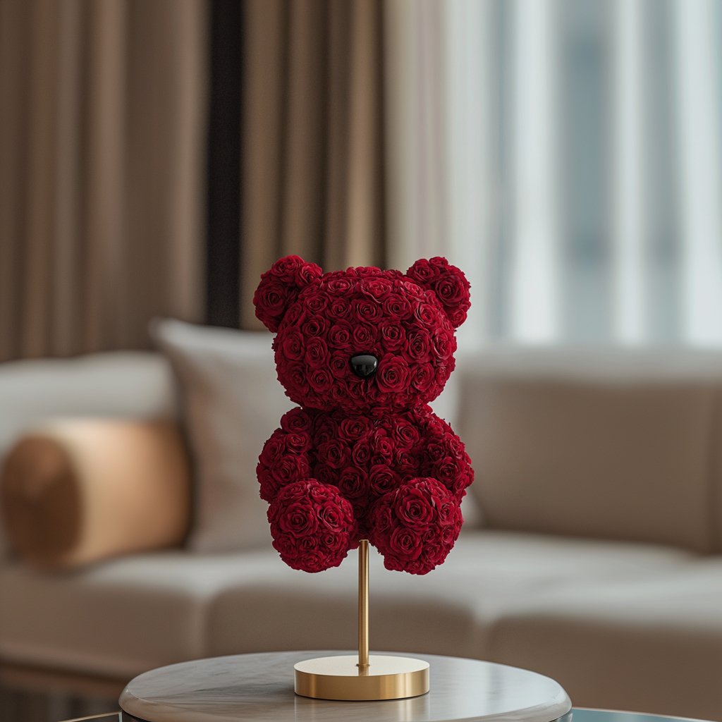 Radiant Red Rose Bear Lamp - Imaginary Worlds