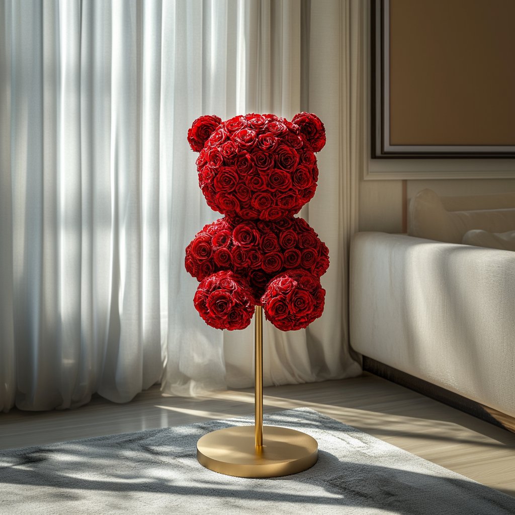 Radiant Red Rose Bear Lamp - Imaginary Worlds