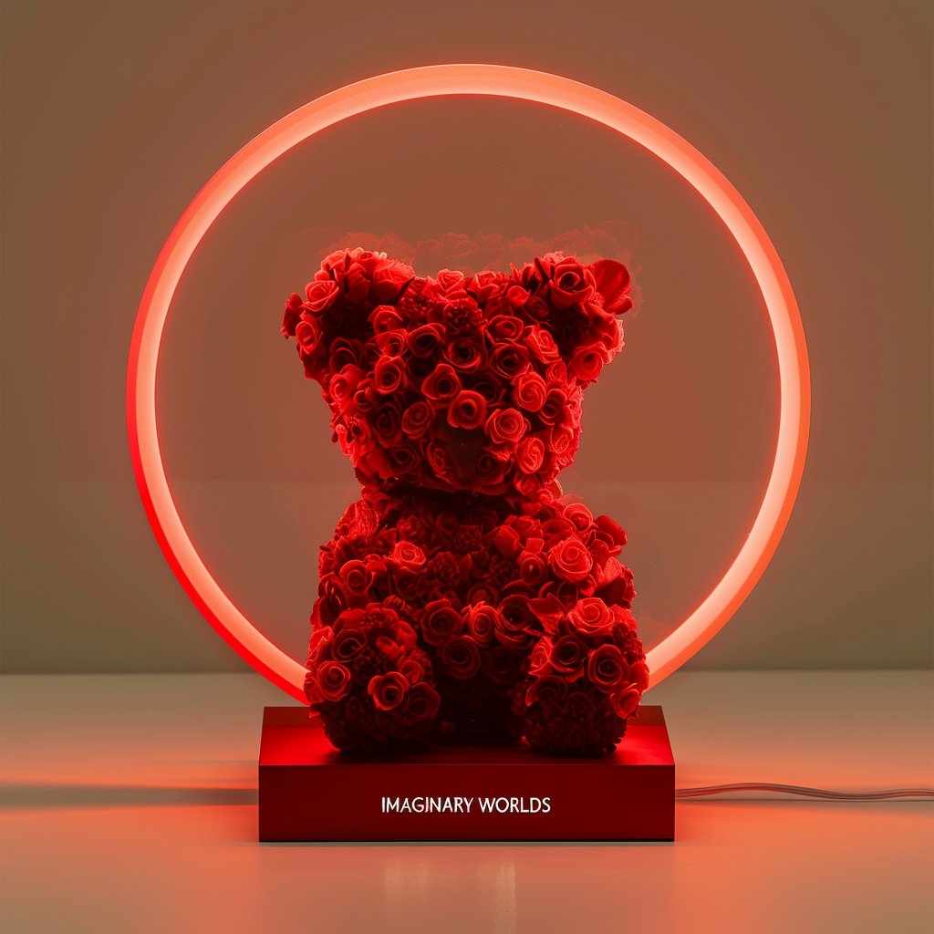 Radiant Rose Bear Flower Lamp - Imaginary Worlds