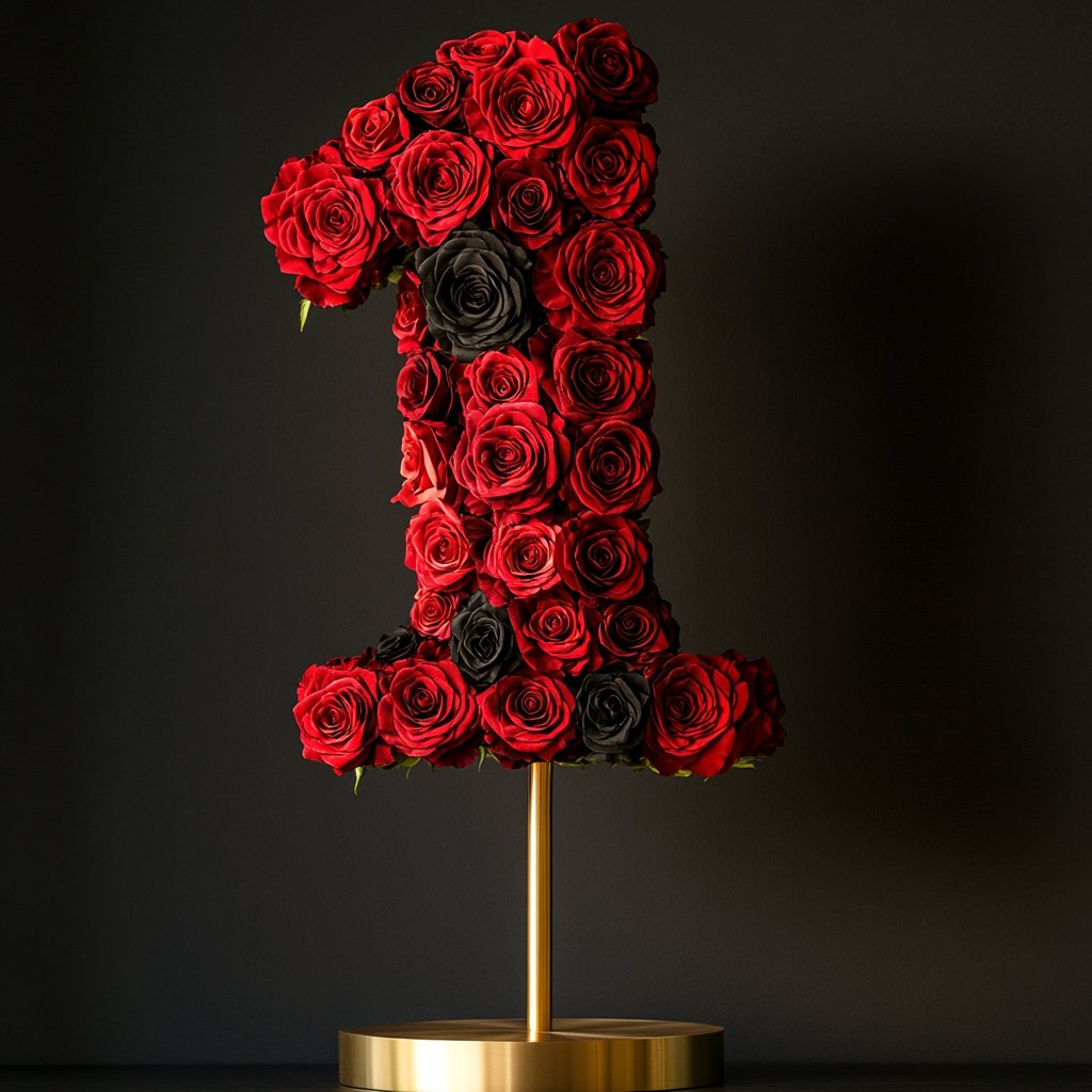 Red and Black Rose Eternal Number 1 Lamp - Imaginary Worlds