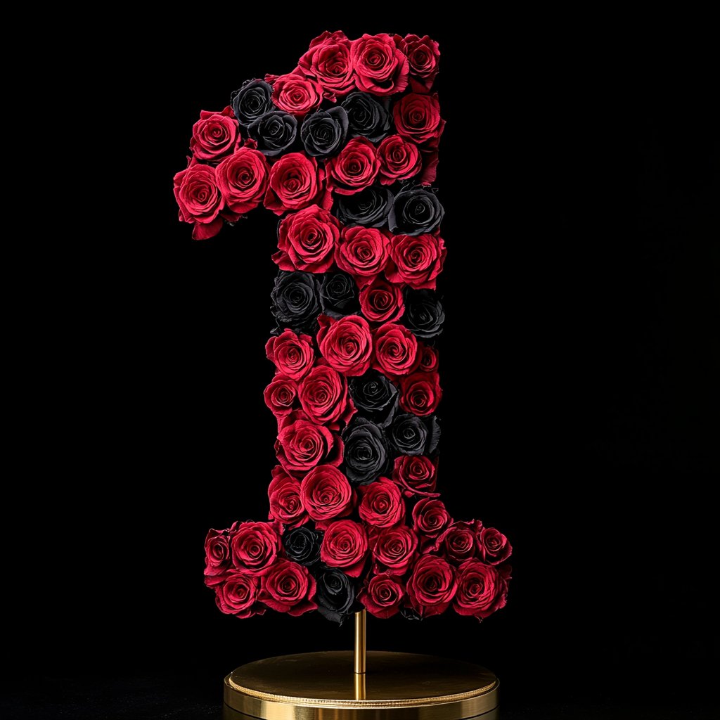 Red and Black Rose Eternal Number 1 Lamp - Imaginary Worlds