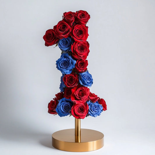 Red and blue Rose Eternal Number 1 Lamp - Imaginary Worlds