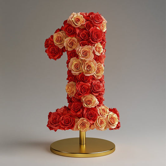 Red and Gold Rose Eternal Number 1 Lamp - Imaginary Worlds