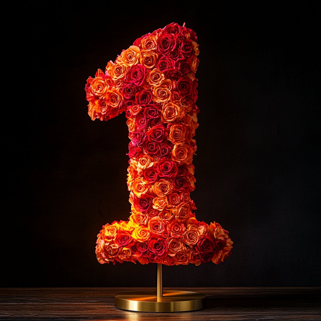 Red and Orange Rose Eternal Number 1 Lamp - Imaginary Worlds