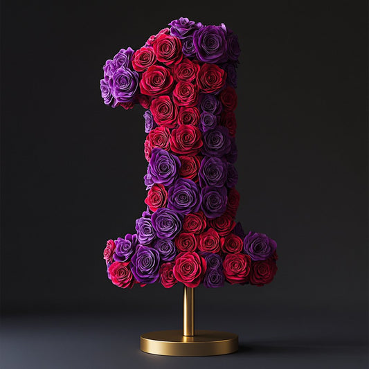 Red and Purple Rose Eternal Number 1 Lamp - Imaginary Worlds