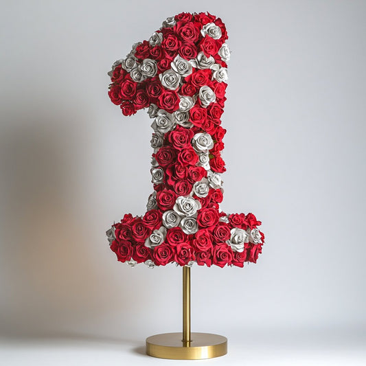 Red and Silver Rose Eternal Number 1 Lamp - Imaginary Worlds