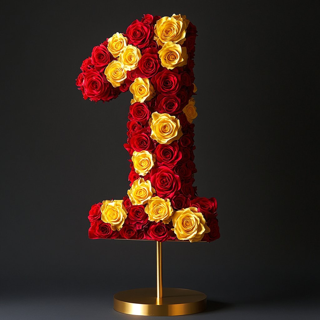 Red and Yellow Rose Eternal Number 1 Lamp - Imaginary Worlds