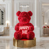 Red Rose Bear with Neon "Marry Me" Message - Imaginary Worlds