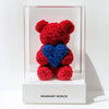 Red Rose Bear with Royal Blue Roses Heart - Imaginary Worlds