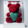 Red Rose Bear with Teal Roses Heart - Imaginary Worlds