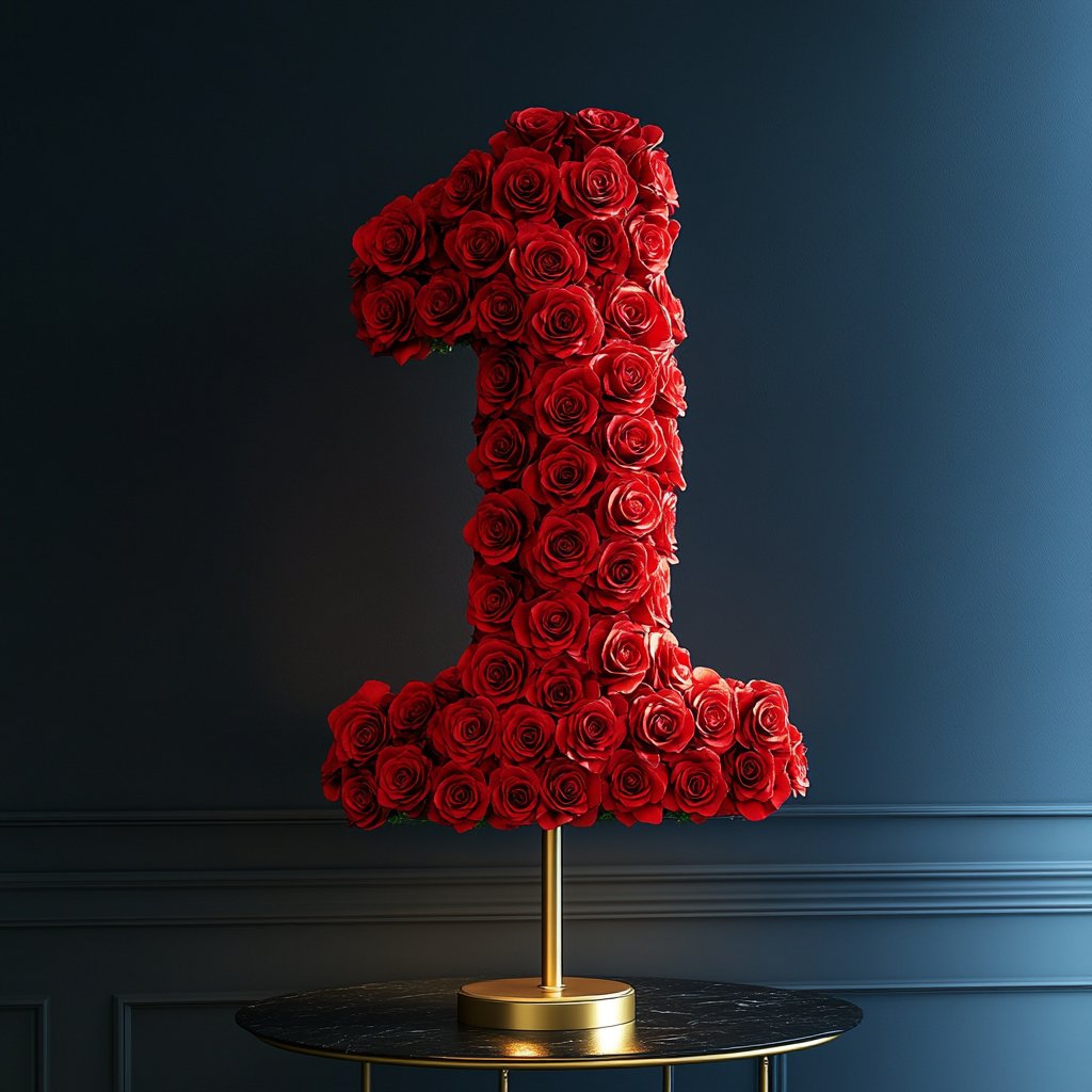 Red Rose Eternal Number 1 Lamp - Imaginary Worlds