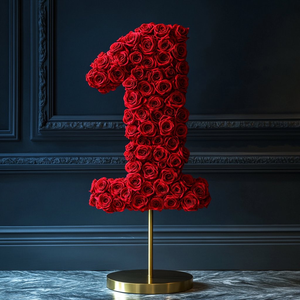 Red Rose Eternal Number 1 Lamp - Imaginary Worlds