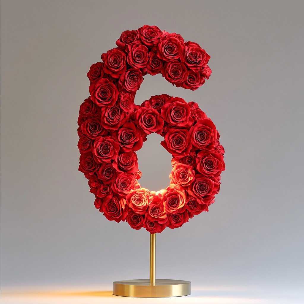 Red Rose Eternal Number 6 Lamp - Imaginary Worlds