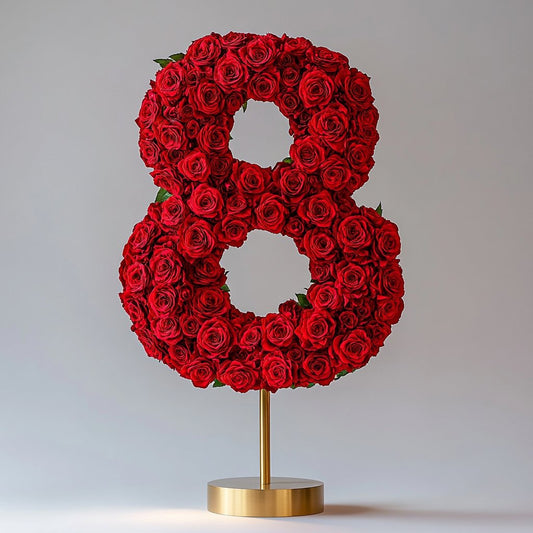 Red Rose Eternal Number 8 Lamp - Imaginary Worlds