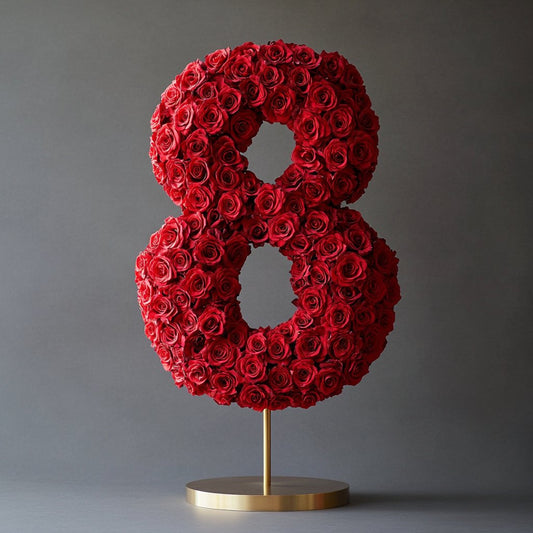 Red Rose Eternal Number 8 Lamp - Imaginary Worlds