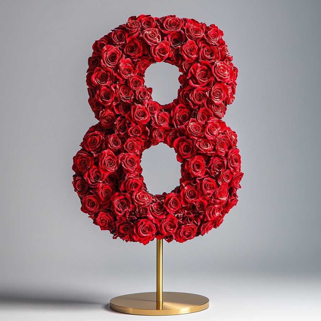 Red Rose Eternal Number 8 Lamp - Imaginary Worlds