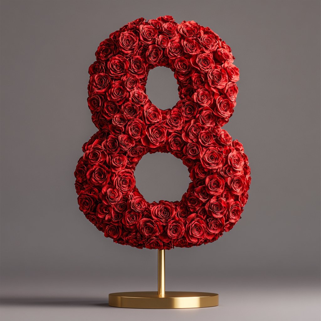 Red Rose Eternal Number 8 Lamp - Imaginary Worlds