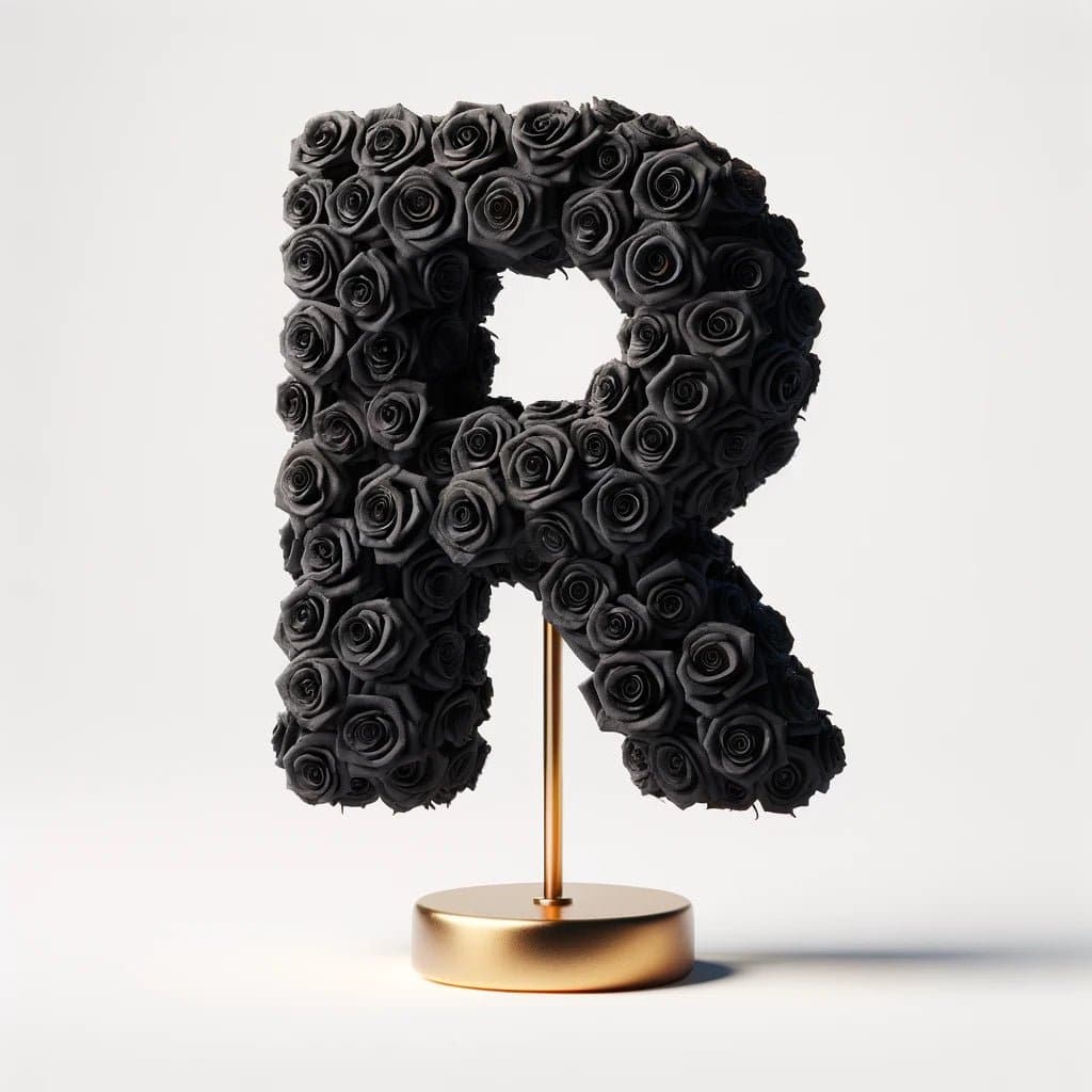 Rhea Black Rose Letter R Lamp - Imaginary Worlds