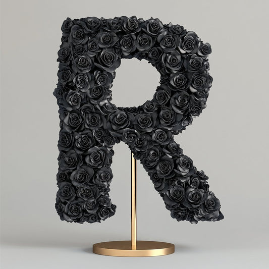 Rhea Black Rose Letter R Lamp - Imaginary Worlds