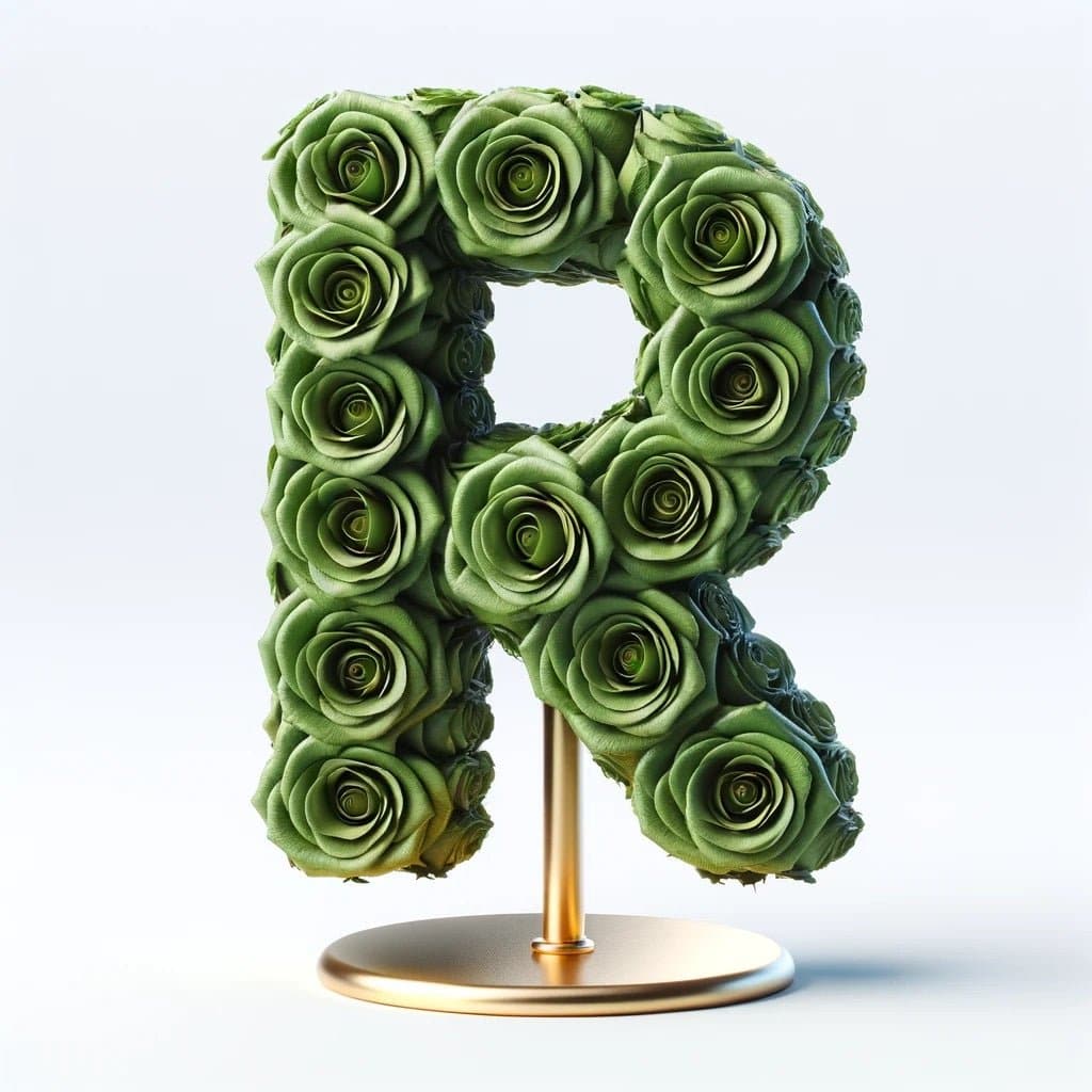 Rhea Green Rose Letter R Lamp - Imaginary Worlds