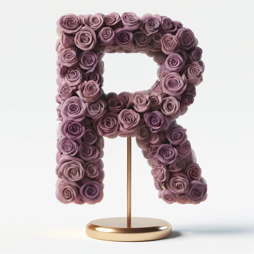 Rhea Purple Rose Letter R Lamp - Imaginary Worlds