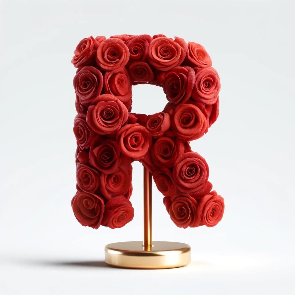 Rhea Red Rose Letter R Lamp - Imaginary Worlds