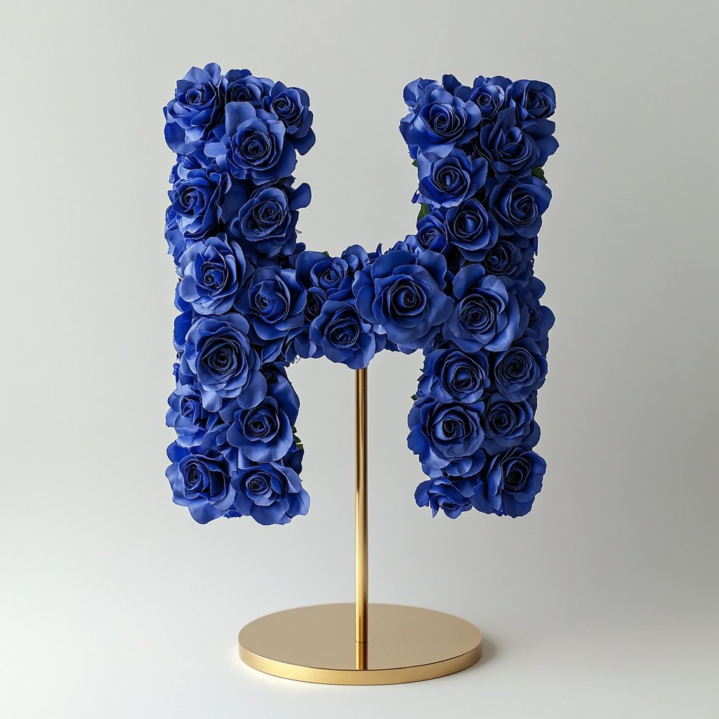 Royal Blue Rose Eternal Letter H Lamp - Imaginary Worlds