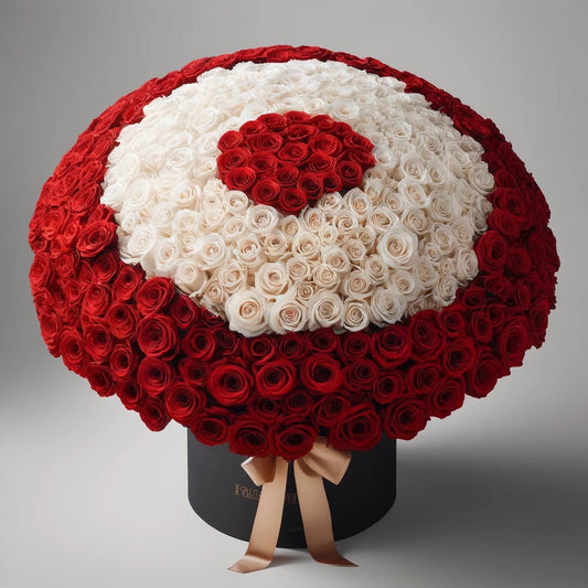 Scarlet Snow Rose Bouquet - Imaginary Worlds