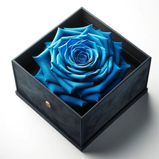 Single Blue Rose Silk Box - Imaginary Worlds